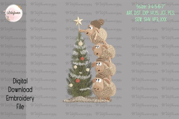 Review: Christmas Sheeps Tree Embroidery Design