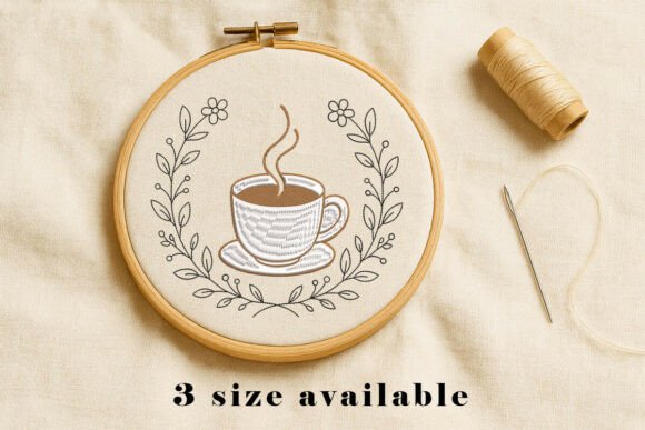 Reviewing Coffee Cup Floral Embroidery Design
