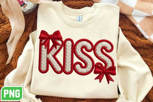 Valentine KISS Embroidery Style PNG Review